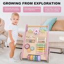 Wooden Baby Walker Wheels,Baby Push Walker for Babies 12 Months+ Montessori,Toddler Walker Push Toy Wooden Activity Walker for Boy,Walking Toys12 Months+ Learning to Walk by TinyTreasures Baby Boutique