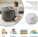 HIGOGOGO Round Stuffed Pouf Ottoman, Pu Leather Poufs with Foam Chunk Filling, Furry and Fluffy Pouf Foot Stool Storage Ottoman, 20 X 15 Floor Poufs Foot Rest for Living Room, Grey by CozyNest Decor