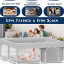 Baby Playpen with Mat, 50x50 Inch Playpen with Mat Waterproof for Babies and Toddlers Play Pen Playards Safety Gate Fence Active Center Indoor by TinyTreasures Baby Boutique