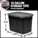 Rubbermaid Roughneck Tote 18 Gal, 6 Pack, Made in USA, Black & Gray, Rugged Plastic Stackable Storage Bins with Lids and Handles by CozyNest Decor