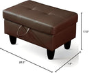 Ottoman Rectangular Storage Ottoman Bench, Faux Leather Footrest, Coffee Table, Stool Footstool with Hinged Lid for Living Room, Bedroom, Entryway, Brown, 28.5"x19"x17.5" by CozyNest Decor