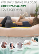 Meiz Pregnancy Pillows, Pregnancy Pillows for Sleeping Cooling, U Shaped Full Body Pillow for Adult, Rayon Cover from Bamboo, Light Apricot by TinyTreasures Baby Boutique