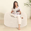Memory Foam Bean Bag Chair for Adults/Teens, Bean Bag Sofa with Fluffy Removable Cover, for Living Room Bedroom, 3FT White by CozyNest Decor
