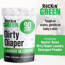 Rockin' Green Laundry Detergent, Plant based, All Natural Laundry Detergent Powder, Vegan and Biodegradable Odor Fighter, Safe for Sensitive Skin (Baby Cloth Diaper 90 Loads Unscented) by TinyTreasures Baby Boutique