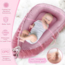 Baby Lounger - Baby Lounger for Newborn 0-24 Months, Breathable & Soft Cotton and Velvet Cover Baby Nest, Portable Tummy Time Lounger for Home and Travel, Ideal Baby Essentials & Shower Gifts by TinyTreasures Baby Boutique