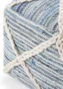 SIMPLIHOME Cowan Boho Square Pouf in Blue, Natural Handloom Woven for the Living Room, Bedroom and Kids Room by CozyNest Decor
