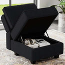 Belffin Modular Sofa Middle Module with Storage Accent Armless Chair for Modular Sectional Sofa Couch Velvet Black by CozyNest Decor