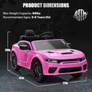12V 7Ah Kids Electric Ride on Car, Licensed Dodge Charger SRT Hellcat, Battery Powered 4-Wheels Toy Car Electric Vehicle for Kids with Remote Control, 3 Speeds, LED Lights, Music (Pink) by TinyTreasures Baby Boutique