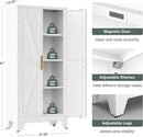 61" Tall Farmhouse Metal Pantry Cabinet, Kitchen Pantry Storage Cabinets with 2 Barn Door and Adjustable Shelves,Metal Pantry Storage Cabinet,for Kitchen,Laundry Room,Home Office,Kids Room (White) by CozyNest Decor