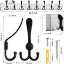 32.2'' Large Coat Rack Wall Mount Coat Hooks with 8 Metal Black Triple-Hooks Old White Pine Real Wood Plank Hat Rack for Wall Hooks by CozyNest Decor