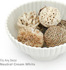 White Ceramic Fluted Decorative Bowl - 8 inch Fruit Footed Bowl for Kitchen Counter, Modern Key Pedestal Ruffle Bowl for Entryway Table & Home Organization-Fits Bread, Fruits, Salad or Popcorn by CozyNest Decor