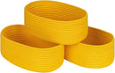 Shelf Storage Baskets for Organizing|Decorative Basket for Closet Storage|Toy Baskets&Bins|Small Woven Rope Baskets-13x8.66x5.11’’,Durable&Stylish,Oval 3 Packs Yellow by TinyTreasures Baby Boutique