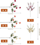 Faux Kiku Flowers Fall 10 Stems & 2 Eucalyptus, Fake Mums Pompon Flower Ball, Autumn Burnt Orange Artificial Chrysanthemums Flowers for Boho Decor, Mini Faux Kiku Flower Wedding Arrangements Decor by CozyNest Decor