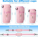 Water Bottle Holder with Strap for Hydroflask 32oz 40oz, Carrier Sling Bag with Phone Pocket Sleeve for Men Women Hiking Camping Travelling（Pink 40oz） by TinyTreasures Baby Boutique