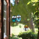 Stained Glass Birds,owl,Stained Glass Window Hanging,Multicolor Owls on The Living Tree with Green Leaf and red Berries,Bird suncatcher for Windows Room Home,Bird Deco,Gift for Mom,and Bird Lovers. by GreenHaven Gardens
