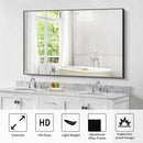 Bathroom Black Mirror, 36x55in Black Rectangle Mirror with Thin Metal Frame, Large Rectangular Wall Mirror for Bathroom, Living Room, Hair Salon, Big Farmhouse Mirror Hang Horizontal/Vertical by CozyNest Decor