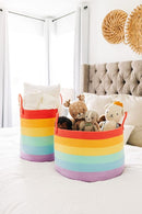 OrganiHaus Large Blanket Basket for Living Room 20x13, Rainbow Rope Basket for Classroom Organization, Toy Storage Basket, Woven Kids Laundry Basket, Baby Toy Box, Cute Storage Basket, Nursery Hamper by TinyTreasures Baby Boutique