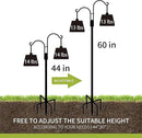 XDW-GIFTS Double Shepherds Hooks for Outdoor, 2-Pack Heavy Duty Garden Pole for Hanging Bird Feeder, Plant Baskets, Solar Light Lanterns, Garden Plant Hanger Stands with 5 Base Prongs by GreenHaven Gardens