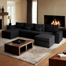 HOOOWOOO Modular Sectional Couch Sofa,128X61 U L Shaped Oversized Couch Sets Free Combination,6 Pieces Extra Deep Sofa with Ottomans for Living Room(Black Corduroy) by CozyNest Decor