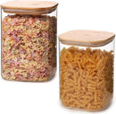 Glass Food Storage Jars 150 Set of 2,Glass Storage Containers Clear Glass Food Canister with Bamboo Lid Airtight For Serving Tea, Coffee, Flour, Sugar, Candy, Cookie, Spice and More (Square) by CozyNest Decor