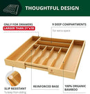ROYAL CRAFT WOOD Luxury Bamboo Kitchen Drawer Organizer - Silverware Organizer, Utensil Holder & Cutlery Tray Drawer Dividers for Flatware (9 Slot, Natural) by CozyNest Decor