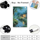 Moonlight under the big tree creek cabin scenery is suitable for posting in the living room bedroom office scenery poster wall painting by CozyNest Decor