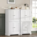 ChooChoo Bathroom Floor Cabinet, Modern Bathroom Storage Cabinet with 4 Doors and Adjustable Shelves, Freestanding Cupboard for Living Room, White by CozyNest Decor