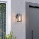 mirrea 11" Classic Outdoor Wall Sconce 1 Light in Matte Gray Rectangular Metal Frame and Clear Glass Shade Waterproof Porch Light Patio Light Pack of 2 by CozyNest Decor