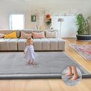 Ultra Soft 1.3" Thick Baby Play Mat for Floor, Extra Large Velvet Playpen Mat, Baby-Safe & Non-Slip Tummy Time Mat, Crawling for Babies, Toddlers, Infants, Kids, Easy Care, 79"x59", Gray by TinyTreasures Baby Boutique
