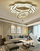 Flashing God Crystal Chandeliers Dia 32" Silver Elegant Chandelier Flush Mount Ceiling Light for Bedroom Living Room Dining Room Hallway Dimmable 3 Rings LED Celing Lighting Fixtures by CozyNest Decor