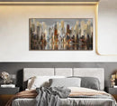 Mofutinpo Abstract Modern Canvas Wall Art for Living Room Cityscape New York Wall Decor City Theme Paintings Brown Framed Pictures Office Artwork Wall Decor Bedroom Above Bed by CozyNest Decor