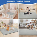 Baby Play Mat for Floor,1.3" Thick Memory foam Tummy Time Mat,Water Repellent Soft Velvet Nursery Rug,Extra Large Non Slip for Crawling,Toddlers,Infants,kids,Tatami Style for Living Room(Light Grey) by TinyTreasures Baby Boutique