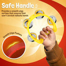 Flexzion Tambourine Hand Bell Percussion Musical Instruments Set of 2 Pack (Red /Yellow), Plastic Music Instrument Half Moon Mini D Handheld Shaker with 4 Pairs Jingle Bells by TinyTreasures Baby Boutique