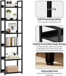 NUMENN Narrow Bookshelf, 6 Tier Bookshelves, Home Office Bookcase Shelf Storage Organizer, Free Standing Storage Shelving Unit for Bedroom, Living Room and Home Office, Black by CozyNest Decor