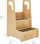 ECR4Kids Reach-Up Step Stool with Handles, Kids Furniture, Natural by TinyTreasures Baby Boutique