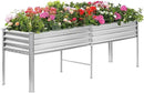 Land Guard Galvanized Raised Garden Bed with Legs, 96×24×32in Raised Garden Beds Outdoor with Drainage Holes, Planter Boxes Outdoor for Backyard, Patio, Balcony, 800lb Capacity, Silver by CozyNest Decor
