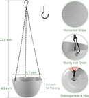 Hanging Planters for Indoor Outdoor Plants, Set of 2 Self Watering Hanging Pots with Drainage Hole & Plug and 20" Chain & Hooks by GreenHaven Gardens