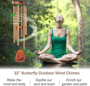 Wind Chimes for Outside, 32" Butterfly Windchime for Outdoor, Butterfly Gifts for Mom Sister, Garden Patio Gift Ideas for Women Friend Co-Worker (Golden) by CozyNest Decor