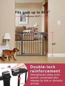 Baby Gate for Stairs, 29.5-40.5" Dog Gate for Doorways, Walk Thru Auto Close Metal Child Gate for The House, Stairs and Doorways, Pressure Mounted Pet Gate for Dog Indoor (Black) by TinyTreasures Baby Boutique