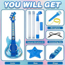 Kids Guitar and Microphone Set, Toy Guitar with Adjustable Volume and Strap, Microphone with Stand and Color Light, Toddler Musical Instrument for 3-5 5-9, Kids Karaoke Machine for Boy Girls(Blue) by TinyTreasures Baby Boutique