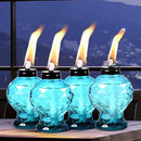 Tewei 4 Pack Blue Table Top Light Torches Outdoor, Mini Glass Torches Lanterns for Outside, Easy to Refill Citronella Torches for Garden Patio Yard Party by GreenHaven Gardens