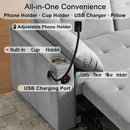70" Queen Size Sofa Bed for Living Room – Pull-Out Sleeper Sofa Couch with Cup Holder, Phone Holder, USB Charging Port, Solid Wood Frame, Easy Assembly, Space-Saving Design for Small Apartments by CozyNest Decor