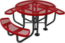 Coated Outdoor Furniture Heavy-Duty Portable ADA-Compliant Outdoor Picnic Table with Umbrella Hole, Expanded Metal Patio Dining Furniture Made in America (46" Round Top, Textured Red) by GreenHaven Gardens