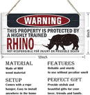 Warning Sign, Bhino Warning Wood Plaque Sign, Funny Door Signs, Decorative Wood Hanging Suspension Plaque, Farmhouse Wooden Wall Decor, Outdoor Hanging Wooden Signs by CozyNest Decor