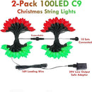 2-Pack C9 Christmas String Lights, 100LED 66FT Waterproof Connectable Green Wire, Plug in Led Outdoor/Indoor Fairy String Lights, for Xmas Tree Garden Patio Wedding Party Decorations (Red and Green) by GreenHaven Gardens