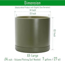 D'vine Dev 14 Inch Ceramic Planter Pot with Drainage Hole and Saucer, Indoor Cylinder Round Planter Pot, Olive, 94-O-G-J by GreenHaven Gardens