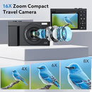4K Digital Camera,64MP Camera for Photography with 3" 180° Flip Screen,16X Vlogging Camera for YouTube with 64GB Micro SD Card for Beginner, Teens by TinyTreasures Baby Boutique