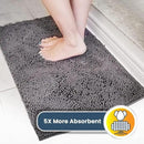 Muddy Mat® 4-Piece Grey Medium 30"X19" AS-SEEN-ON-TV Highly Absorbent Microfiber Door Mat, Bath Mat and Pet Rug, Non Slip Thick Washable, Soft Chenille for Kitchen Bathroom Bedroom Indoor and Outdoor by CozyNest Decor