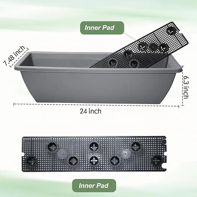 6 Pcs 24 inch Window Box Planter, Large Rectangular Flower Planter Boxes with Shelf Insert Plastic for Indoor and Outdoor Garden, Balcony Home Decor (6, 24 inch), photo 2 of 7