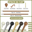 2 Pack Wood Curtain Rods for Windows 66 to 120 Inch,1 Inch Adjustable Curtain Rod Set,Heavy Duty Curtain Rods,Wooden Netted Texture Drapery Rods,Single Window Curtains Rods 66-120",Brown Wood by CozyNest Decor